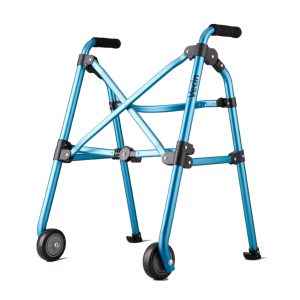 Vecin Crutches Two-Button Folding Walker Wheels Lightweight Rolling Mobility Support