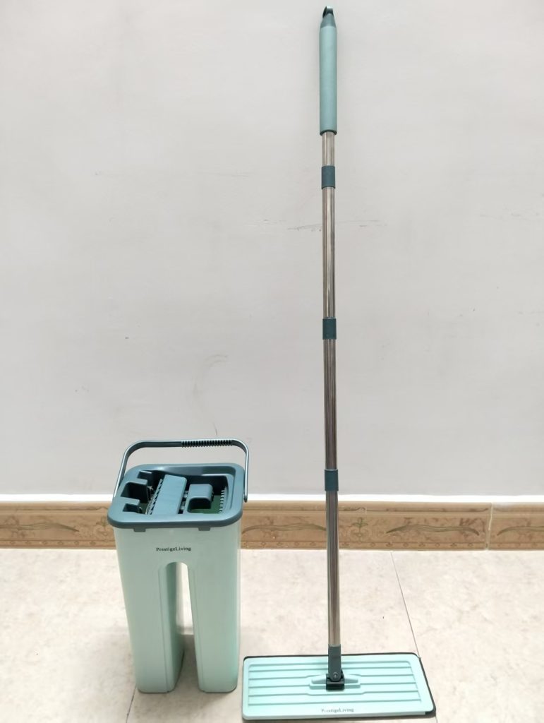 PrestigeLiving Mops and Bucket Set with Wringer Flat Mops for Floor Cleaning